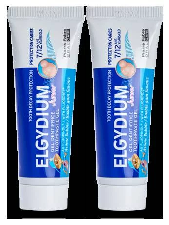 ELGYDIUM Dentifrice Junior Bubble Gum 7-12 ans - 2x50ml