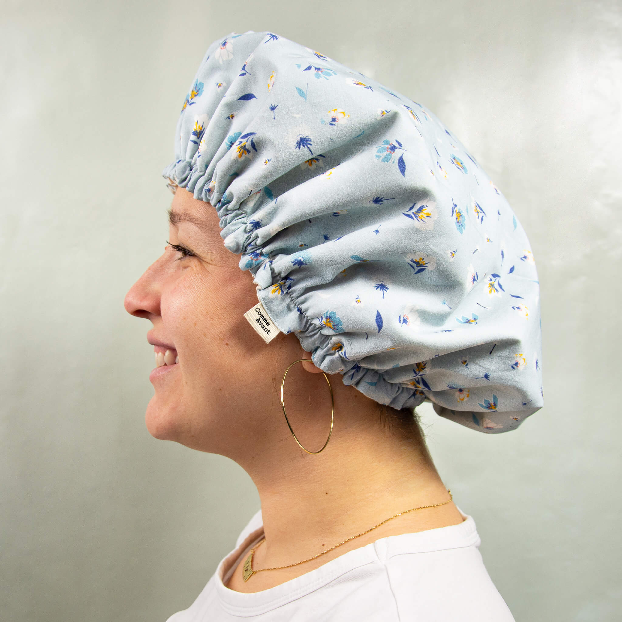 Bonnet Charlotte de douche en coton - Version 1 - Adulte / Jardin bohème