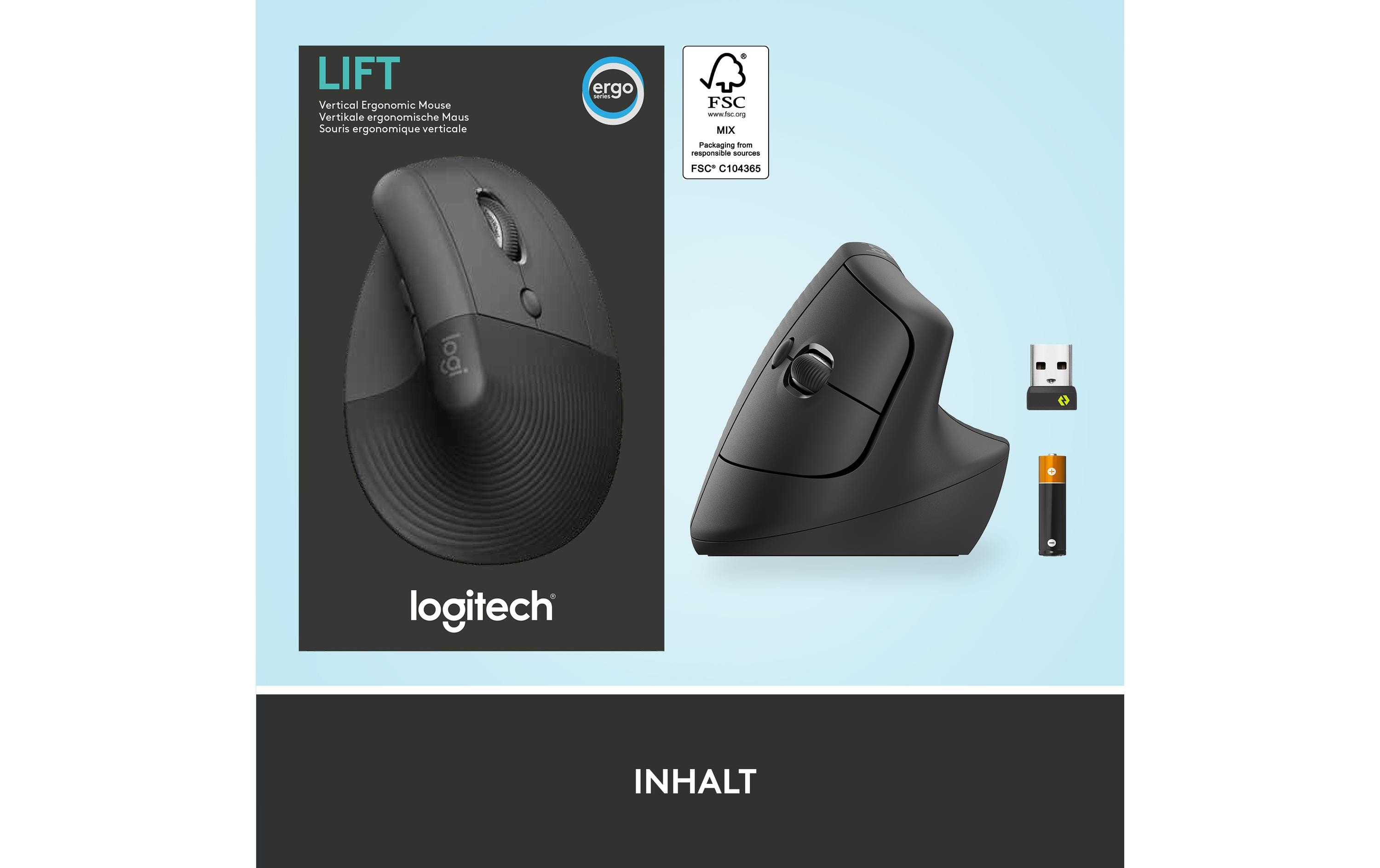 Ergonomische Maus Lift GraphiteKomfortable ergonomische Maus mit vertikalem Design für kleine bis mittelgrosse Hände