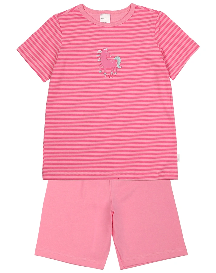Schlafanzug CLASSICS – PFERD 2-teilig kurz in pink/rosa