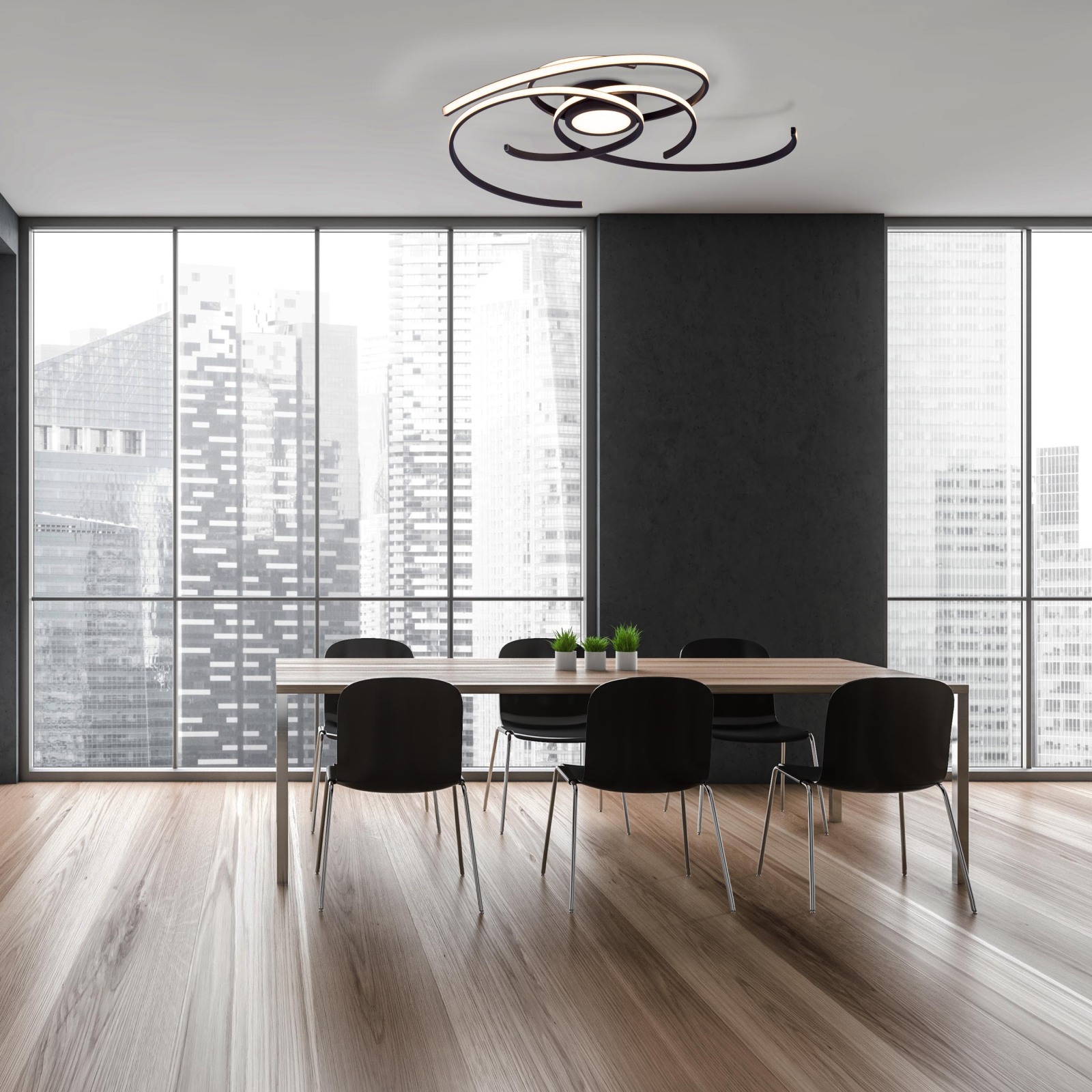 LED-Deckenleuchte RADON - schwarz - dimmbar - 75 cm