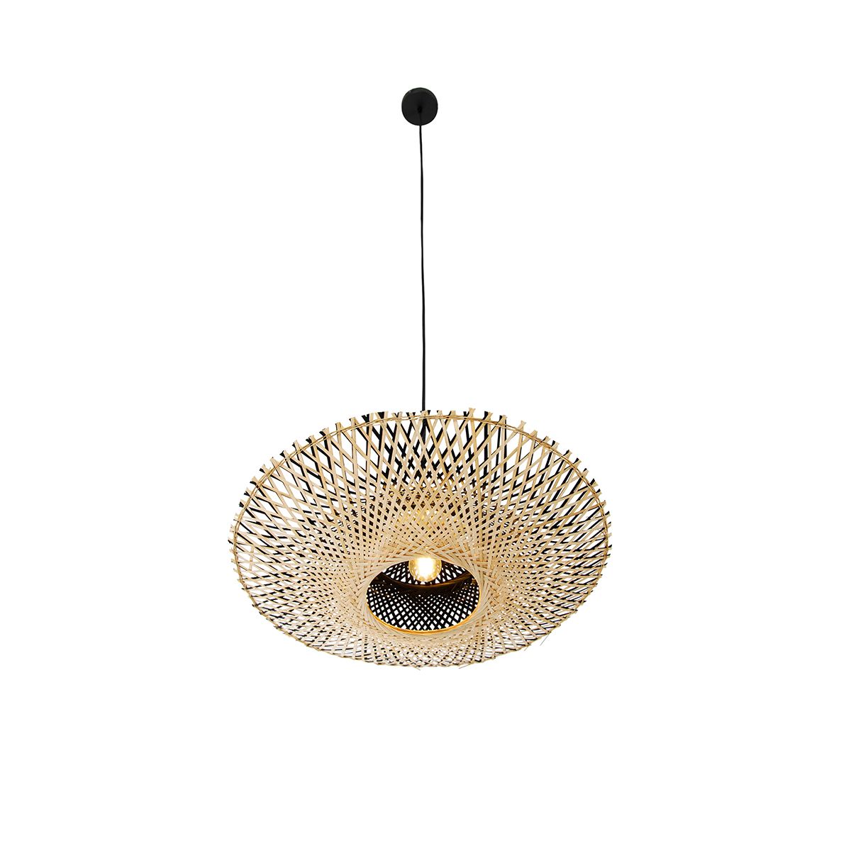 Oosterse hanglamp zwart met bamboe 50cm - Rina