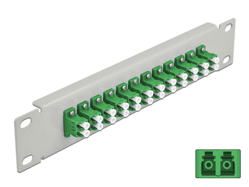 Delock Verteilerplatte 10″ LWL Patchpanel 12 Port LC Duplex 10″ LWL Patchpanel 12 Port LC Duplex grün 1 HE grau