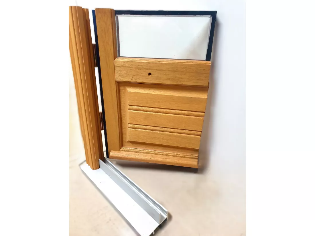Porte Fenêtre Bois 2 Vantaux H215 X L100 Côtes Tableau + Poignée Et Barillet (ref 01245f924) Gd Menuiseries