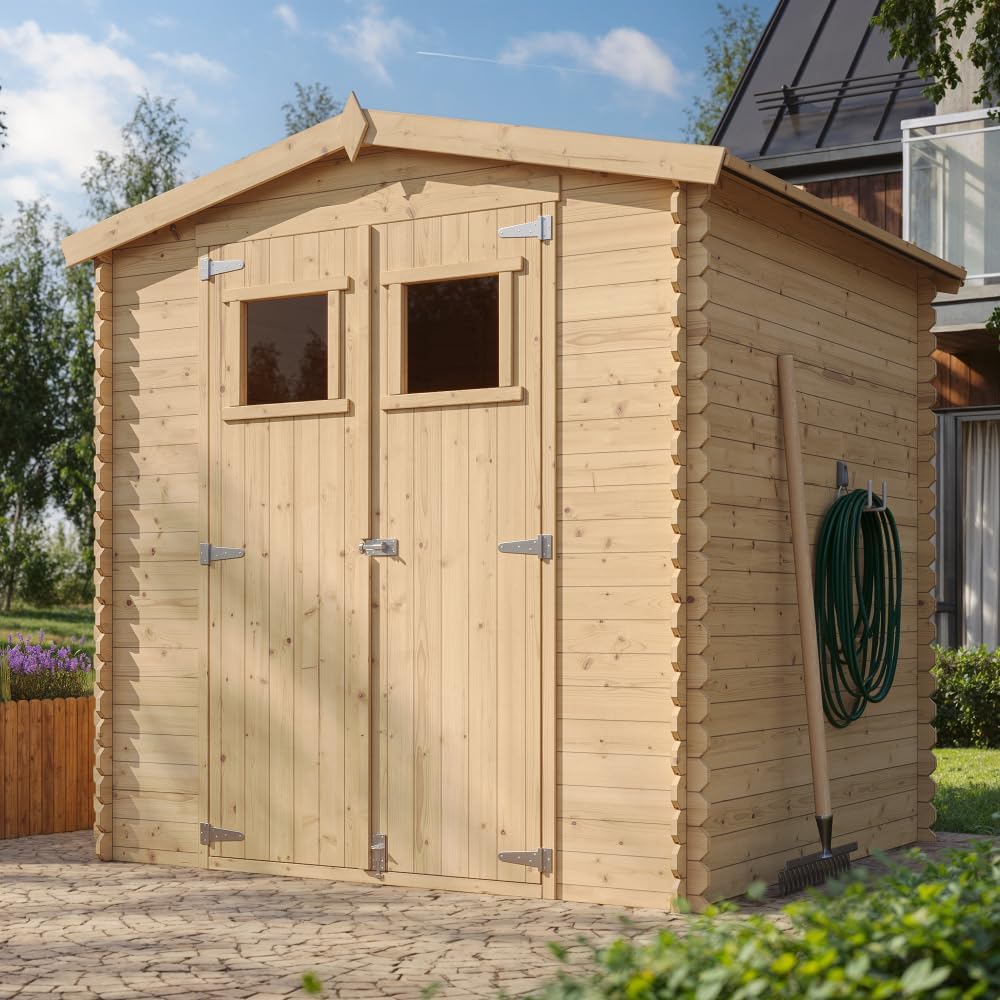 Gartenhaus Holz - Geräteschuppen Holz - Gerätehaus B216xL206xH216 cm/ 3.53 m2 - Fahrrad Schuppen - Gartenhäuser & aufbewahrung Wasserfestes Dach TIMBELA M343