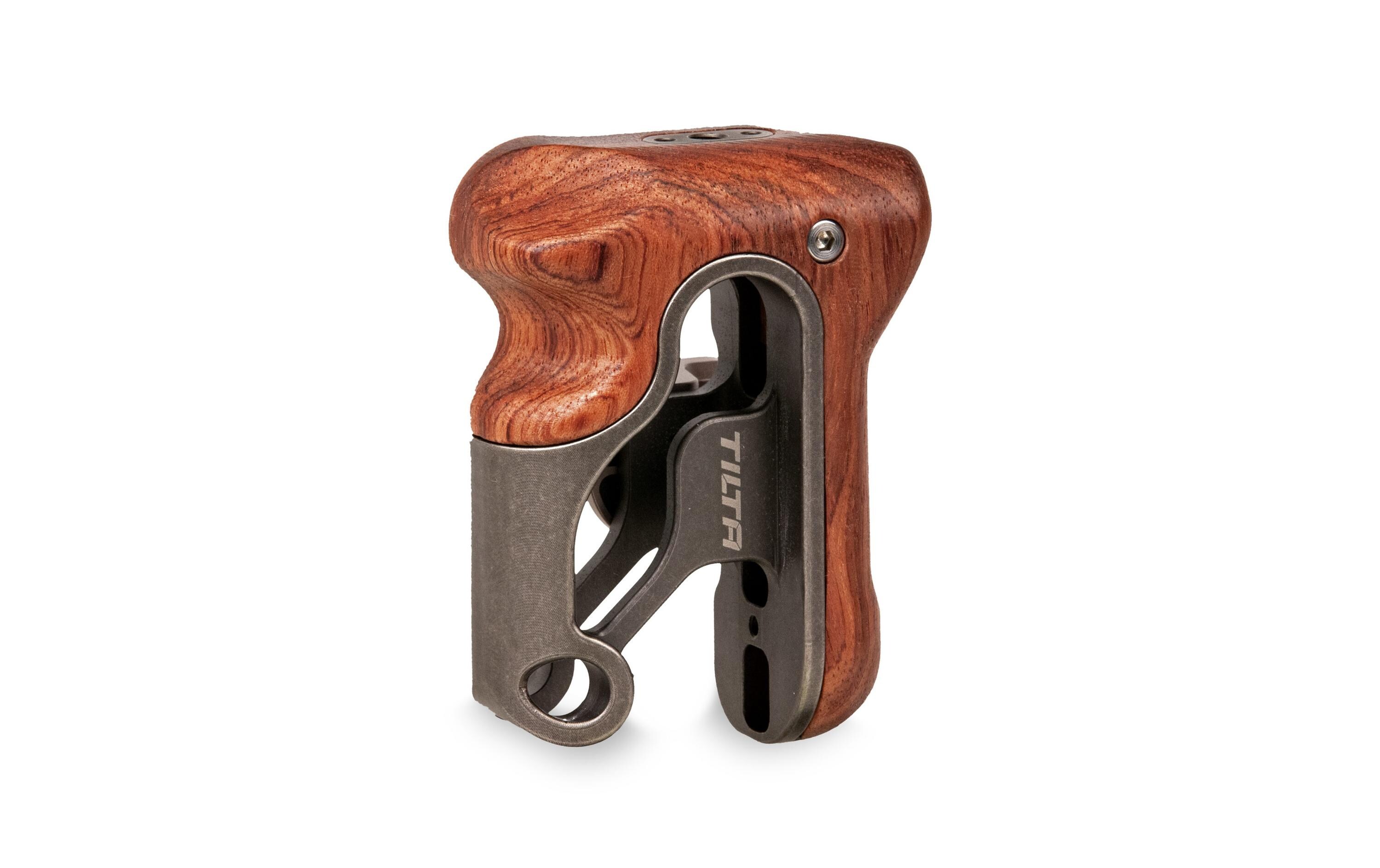 Left Side Wooden Handle Type III - Tactical GrayErgonomischer Griff zur Befestigung an der linken Seite der Tiltaing-Kamerakäfige für maximalen Komfort