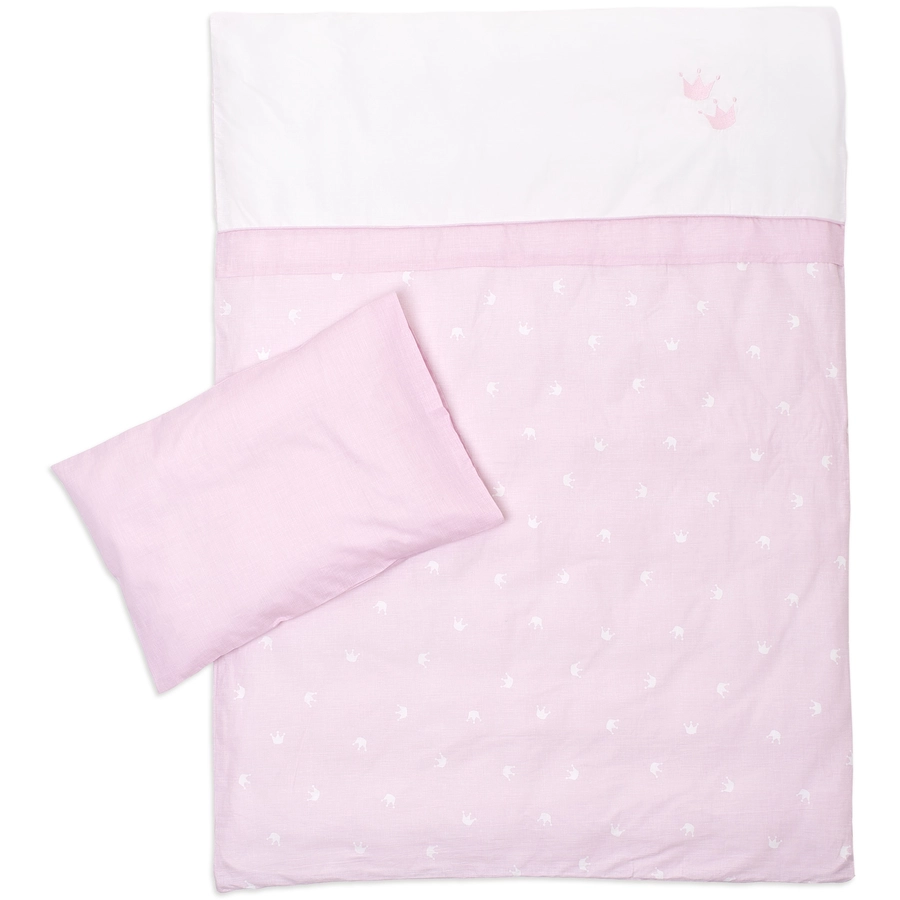 Träumeland Bett-Set 3-tlg 100 x 135cm Krone rosa