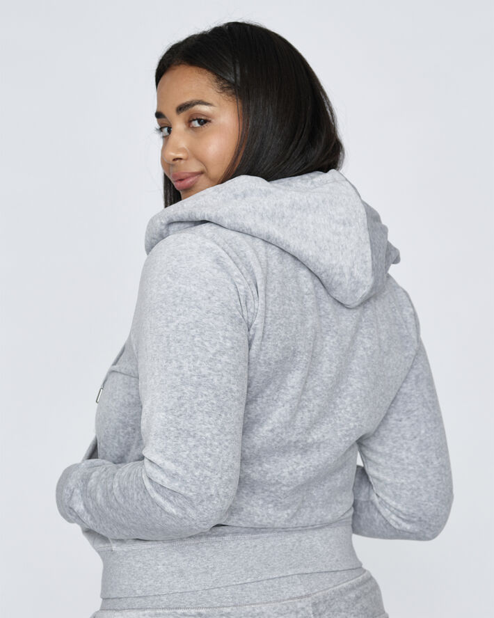 Juicy Couture Robertson Classic Velour Zip Trough Hoodie Silver marl