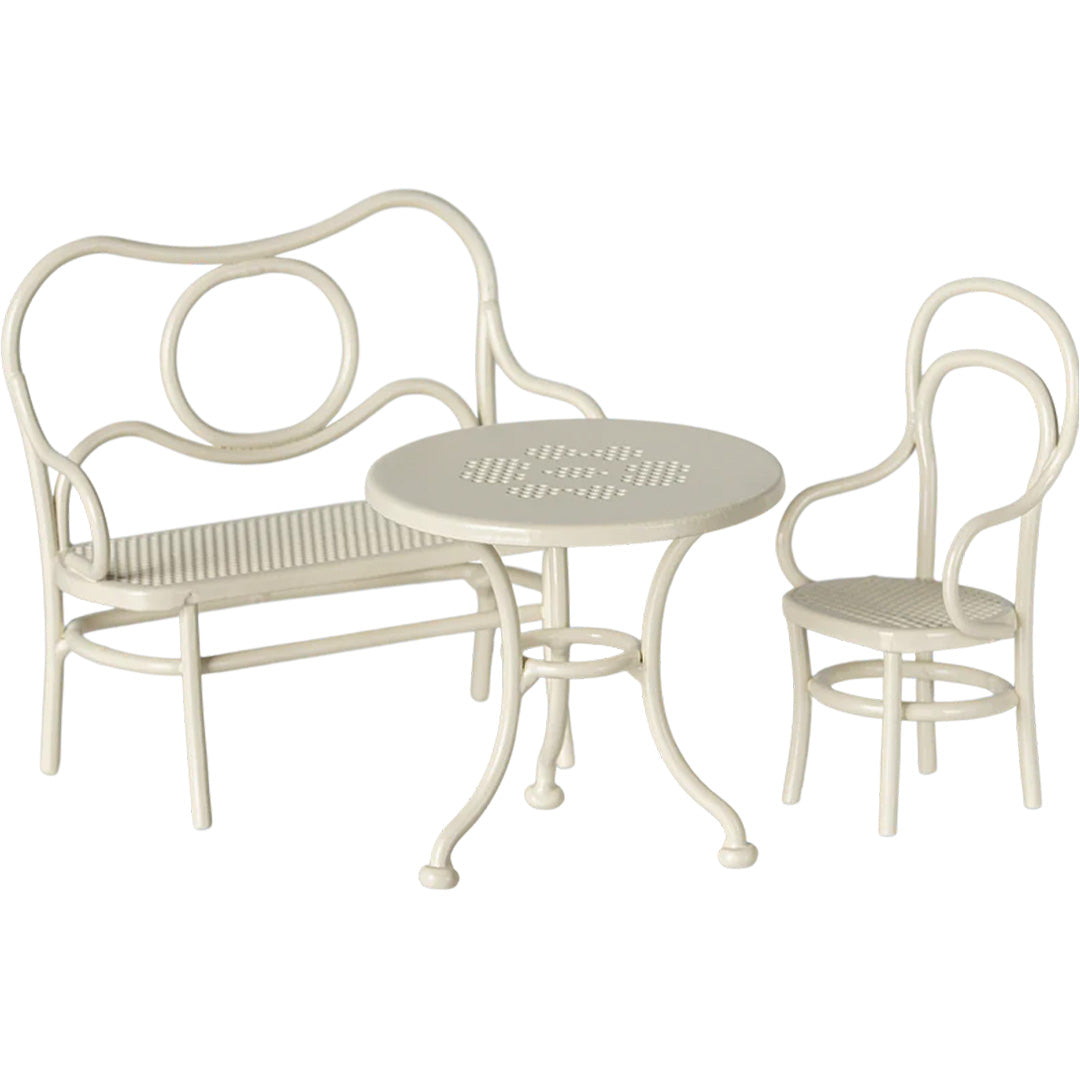 Maileg poppenhuis café set gebroken wit - 8,5 cm