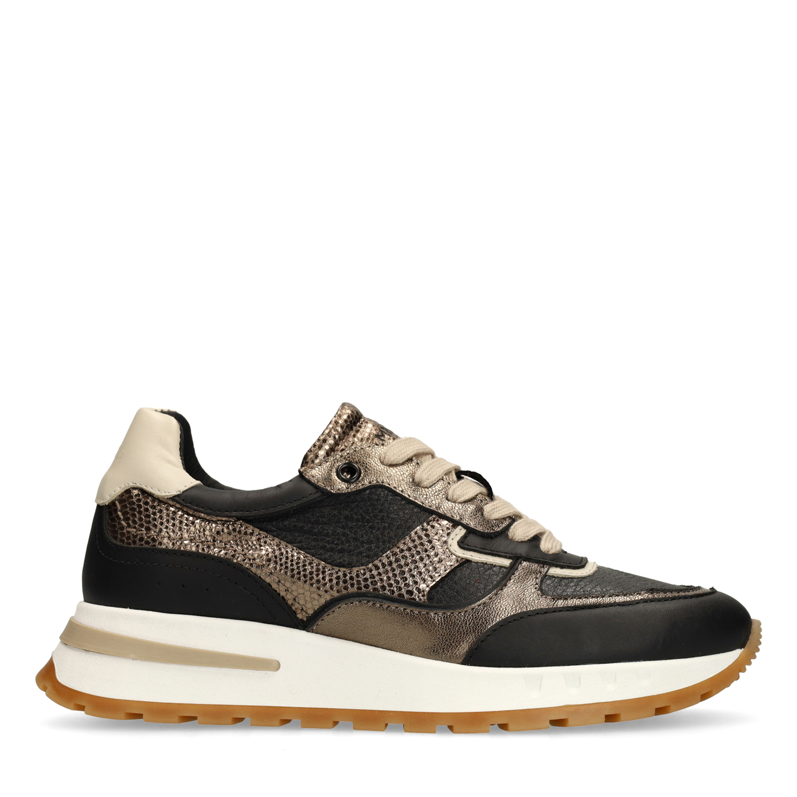 Zwarte leren sneakers met metallic details