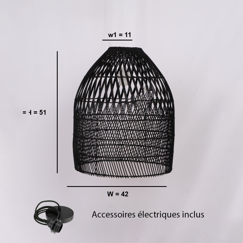 Abat-jour pour suspension - marco - rotin - noir - cezare - ø42cm