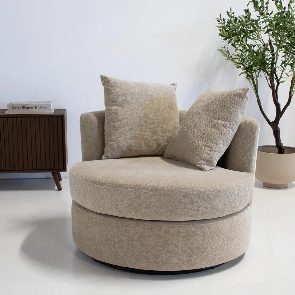 Fauteuil Taupe Stof - Zithoogte 45cm - Thony Luxe