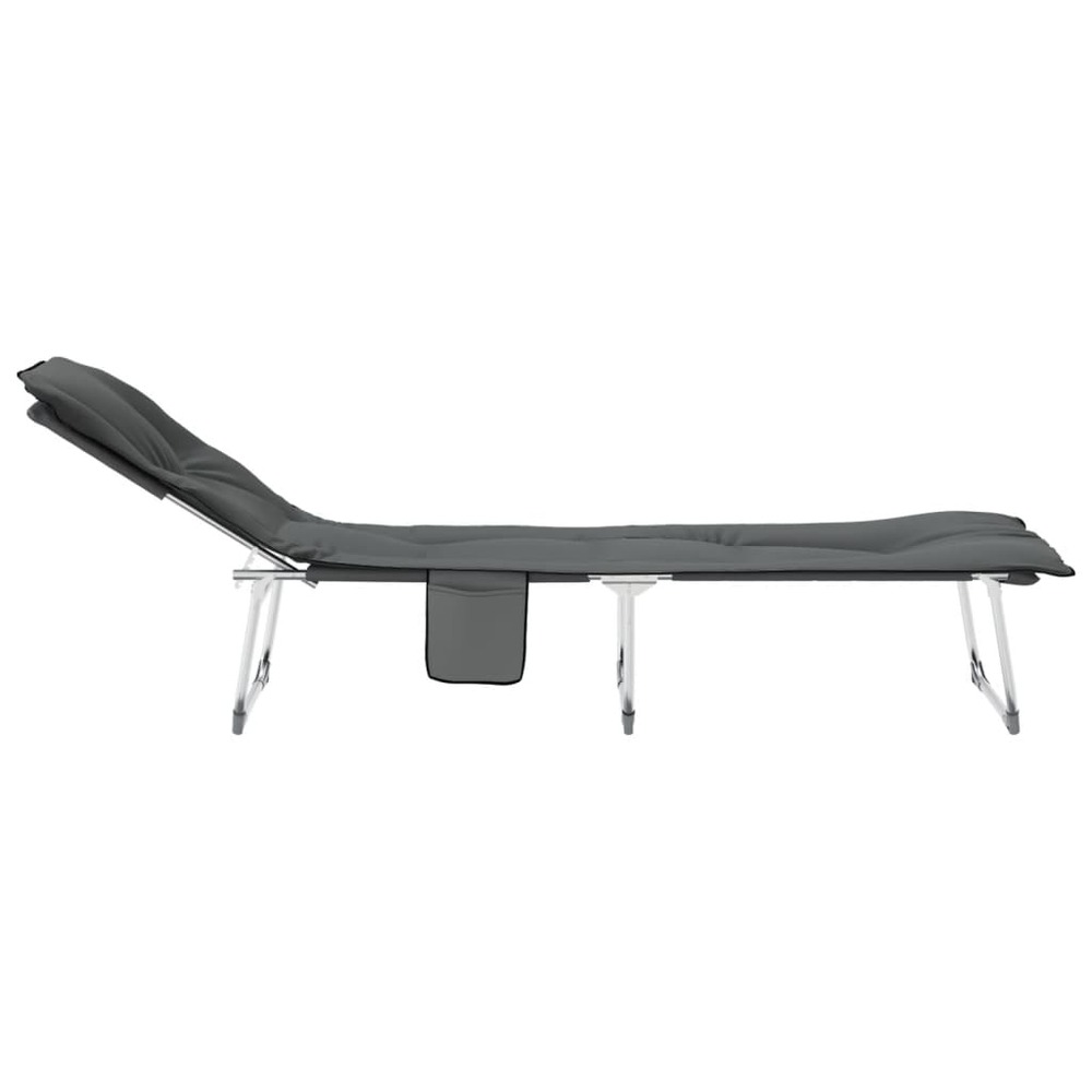 Chaise longue pliable anthracite tissu