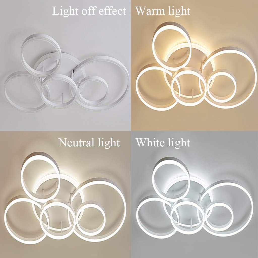 LED Modern Deckenleuchte Wohnzimmer Deckenlampe Creative Runden Deckenlicht Aluminium Acryl Lampenschirm Helligkeit Farbtemperatur einstellbar Esstisch Halle Beleuchtung Innenleuchte,Weiß