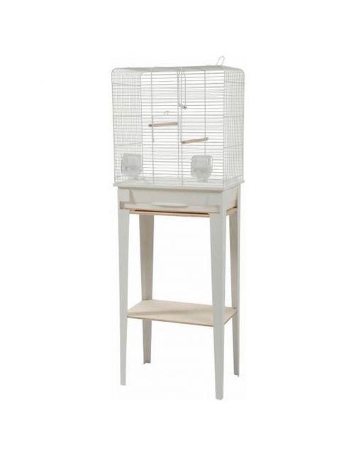 Zolux Vogelkooi Chic Loft Met Meubel - Vogelverblijven - 44.5x28x124 cm Wit