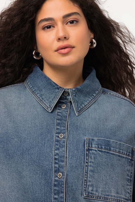 Jeanshemd, Oversized, Hemdkragen, Langarm