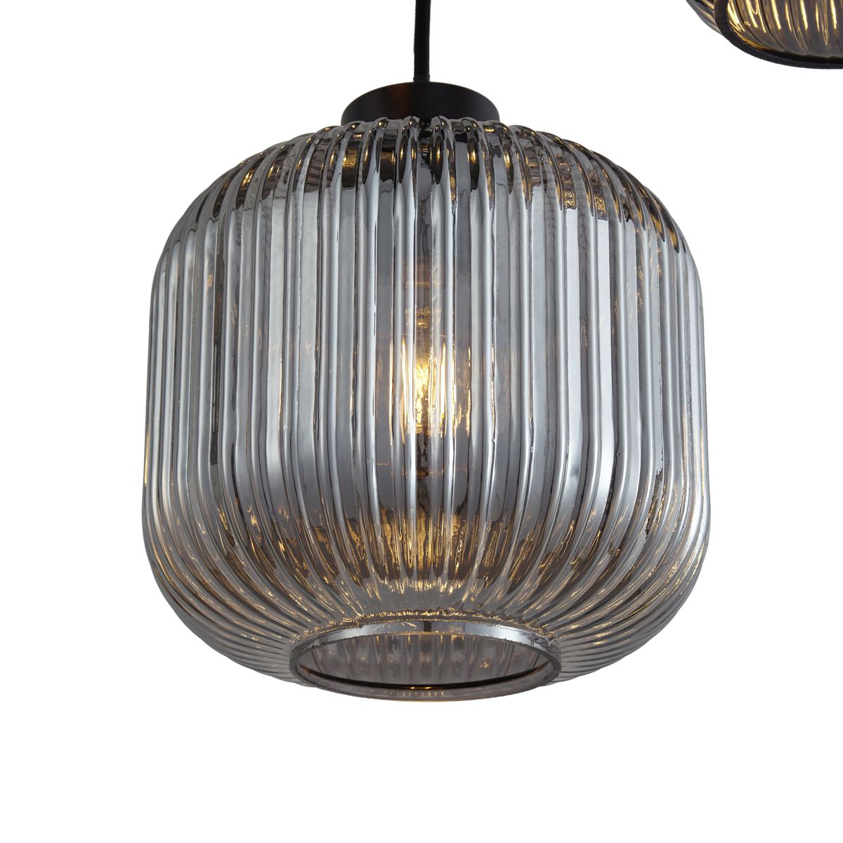 Design hanglamp zwart met smoke glas 5-lichts - Ana