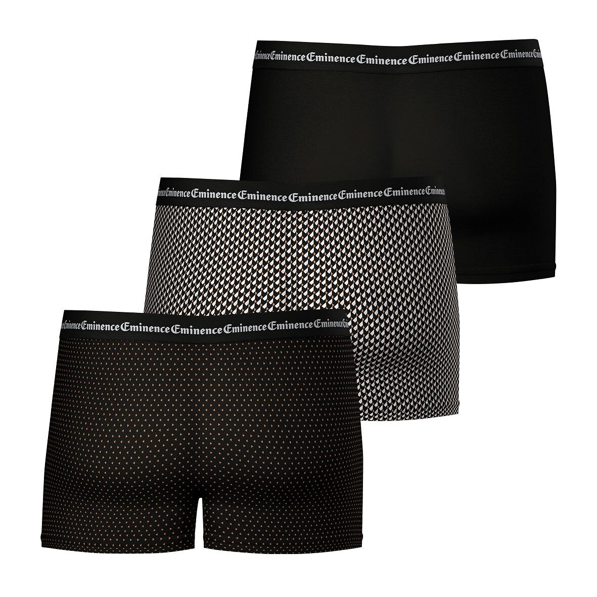 EMINÊNCIA<br>Conjunto de 3 cuecas boxer IMPRESSÃO COMERCIAL
