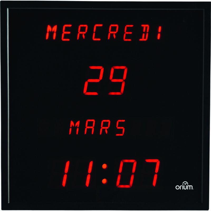 Horloge murale Led calendrier 28 x 28 - Électrique