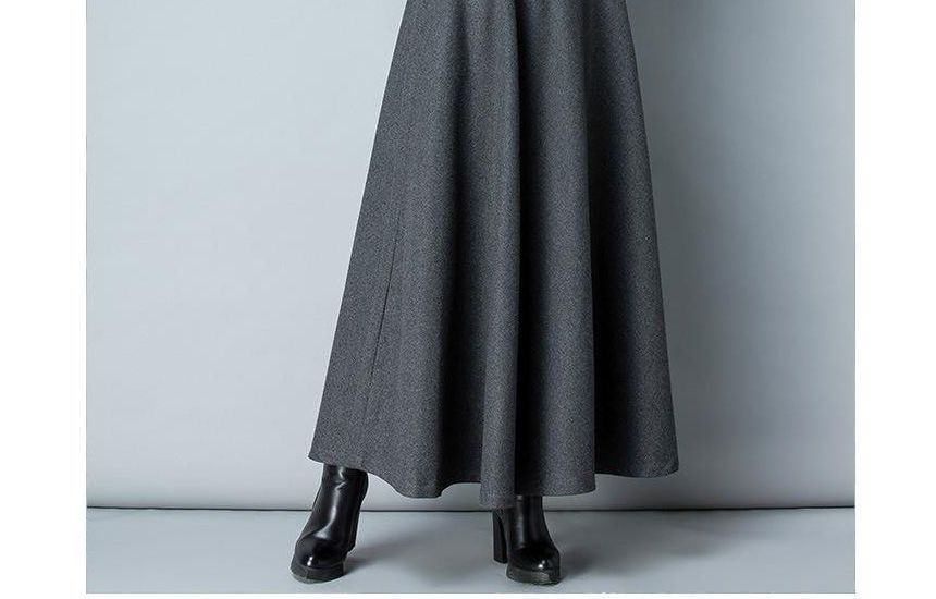 Lewwe - Hoge taille effen maxi A-lijn rok