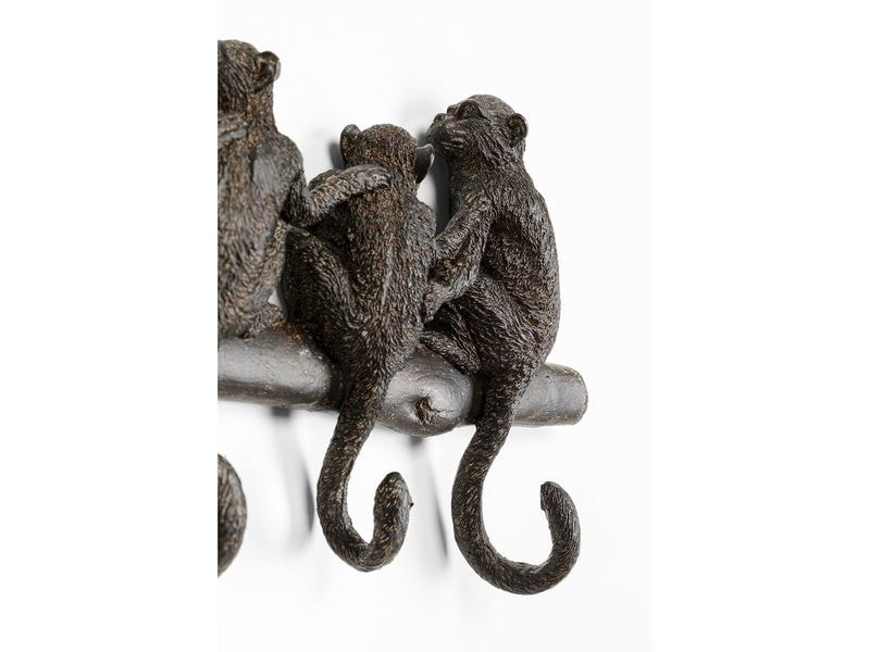 Kare Wandgarderobe Monkey Family 38 cm x 21 cm, Schwarz Wandleiste für die Garderobe