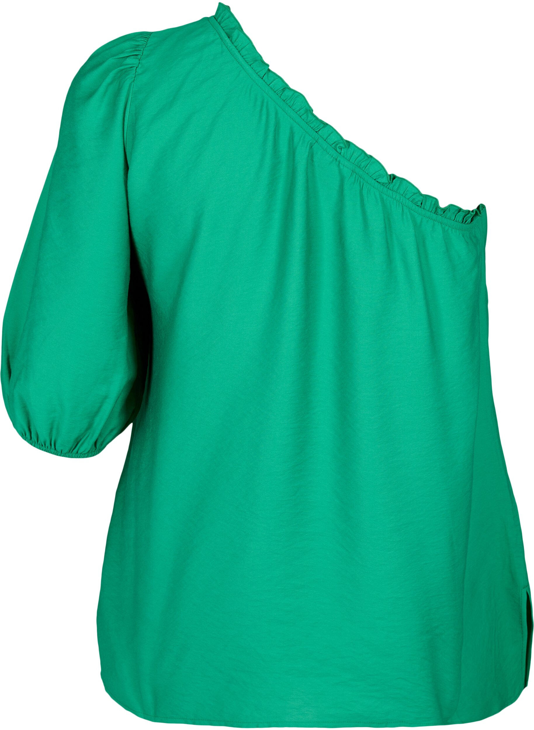 One-shoulder bluse i viskose