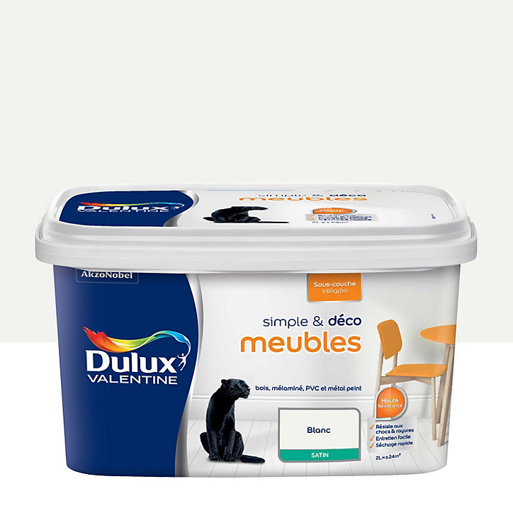 Peinture de rénovation pour mobilier Simple & Deco Meubles Dulux Valentine satin blanc 2L
