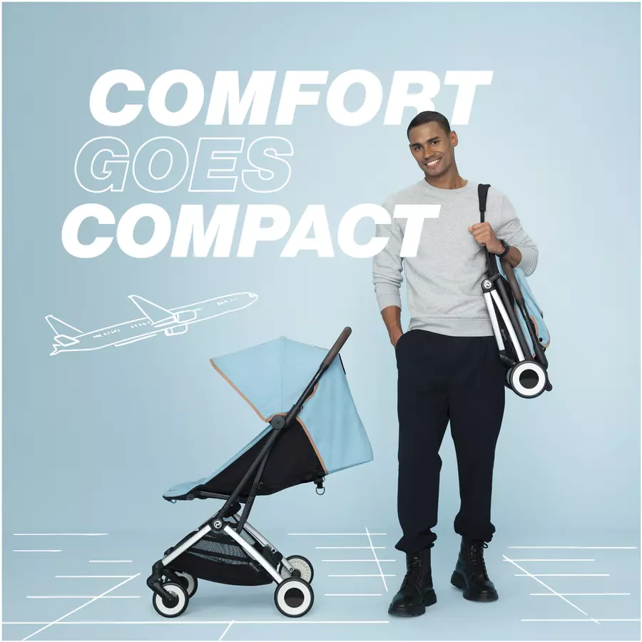 cybex GOLD Kinderwagen Orfeo Silver Ocean Blue inklusive Babyschale Cloud G i-Size Moon Black mit Babyschale und Adapter