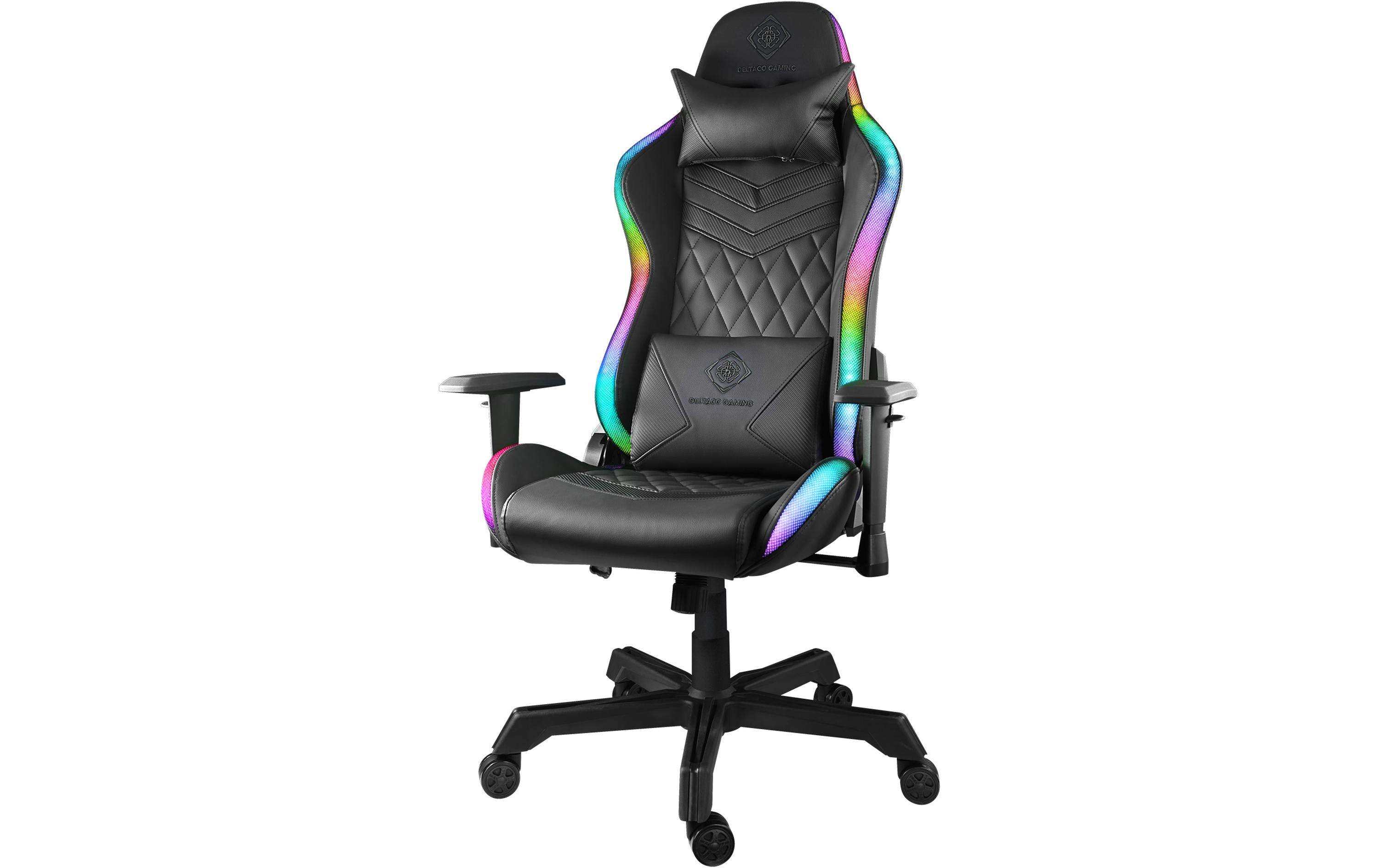 Gaming-Stuhl DC410 Schwarz<br>Gaming-Computerstuhl mit einstellbarer RGB-Beleuchtung und 120 kg Belastbarkeit