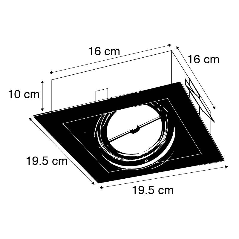 Inbouwspot zwart G53 111mm verstelbaar - Oneon