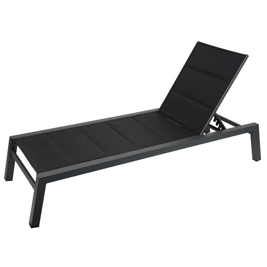 Gepolsterte Sonnenliege 190x70x95cm Anthrazit/Schwarz