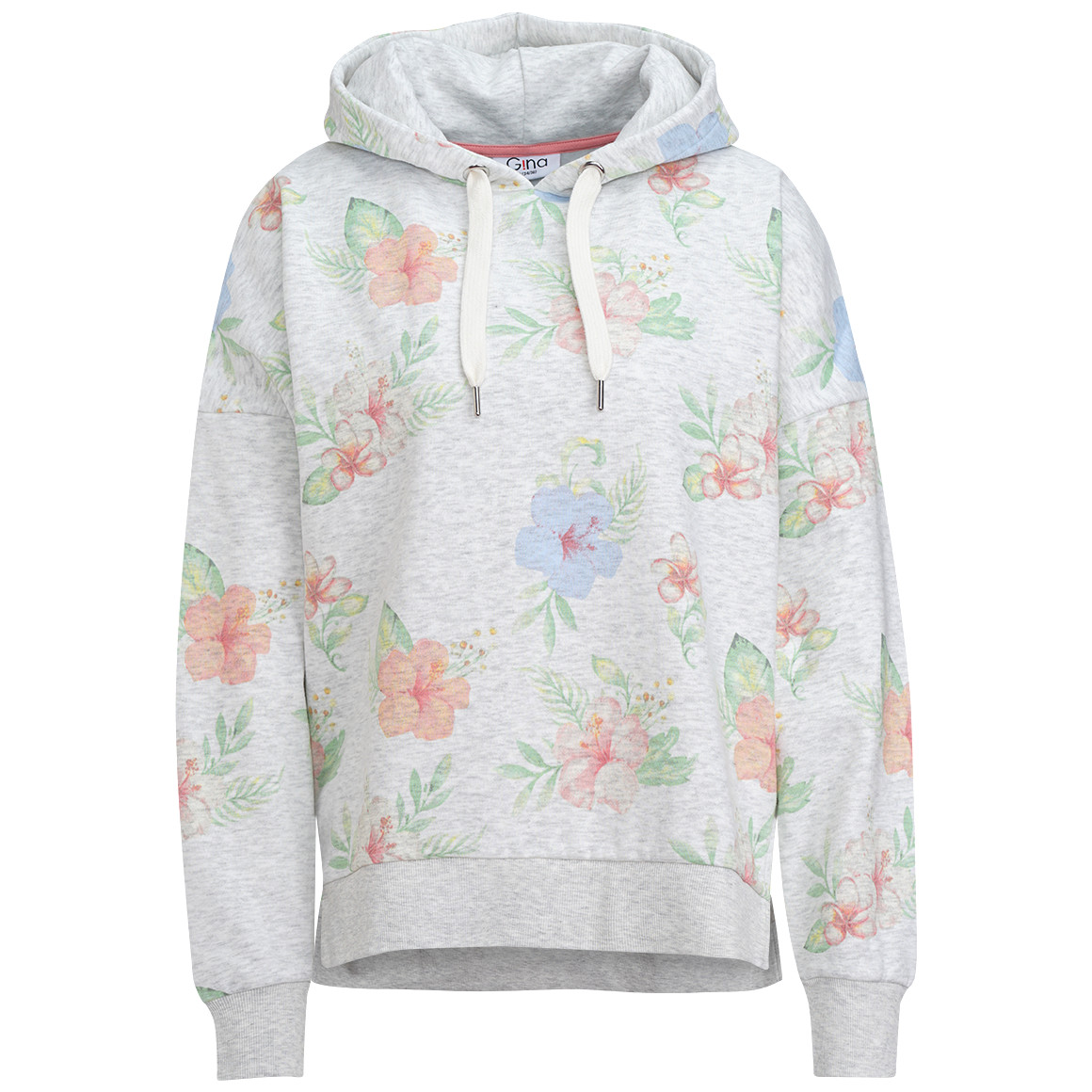 Gina Damen Hoodie mit Aquarell-Print hellgrau / bunt