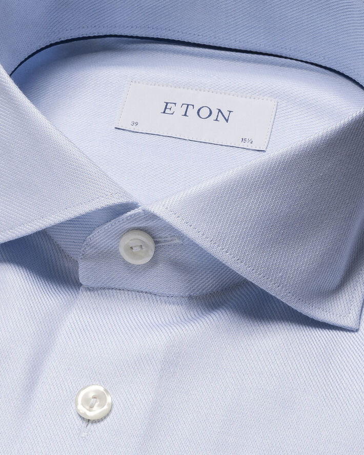 ETON Contemporary Fit Light Blue Melange Semi Solid Fine Twill Shirt Lyseblå
