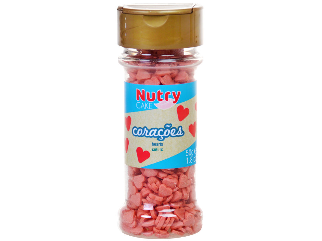 ENFEITES PARA BOLOS NUTRY CORAÇÕES VERMELHOS 50G