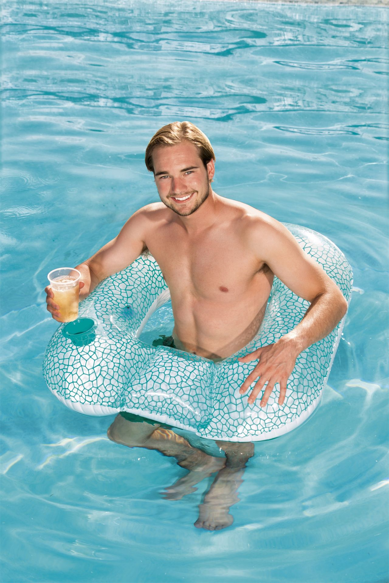 (102x94cm) Flip Pillow Aufblasbarer Pool Sessel Wasser Luftmatratze Liegesofa Badeinsel (43097) - Türkis