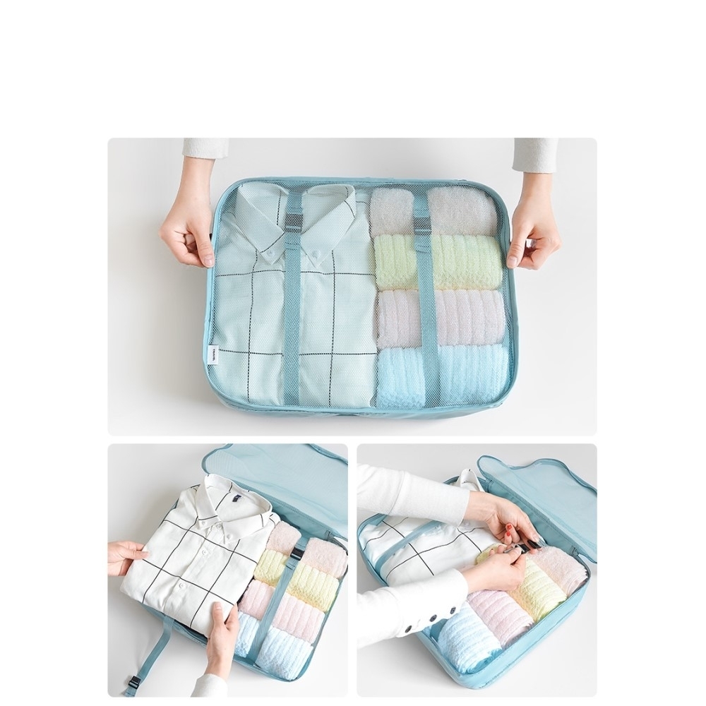 8in1 Spritzwasserfester Koffer Organizer Reise Gepäck Kompressions Kleidertaschen Set - Rosa