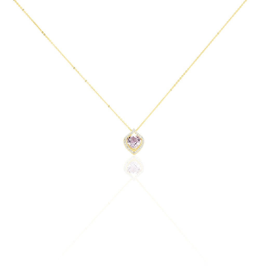 Collier Rosaline Or Jaune Amethyste Et Oxyde De Zirconium