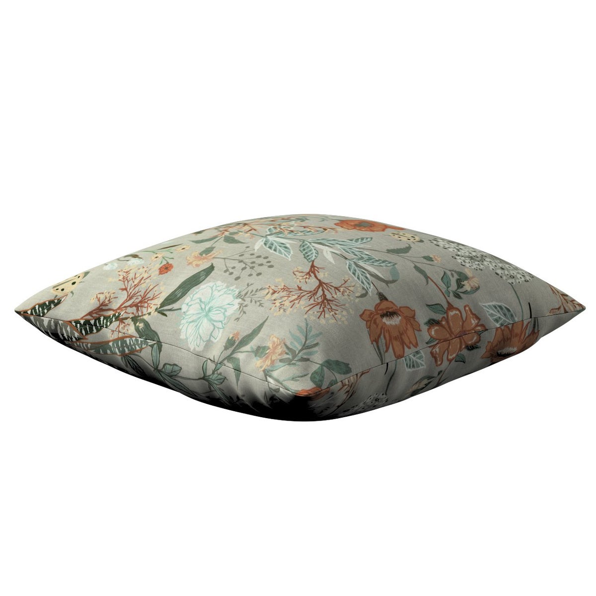 Kussensloop Bloemen grijs en roze, 43x43cm