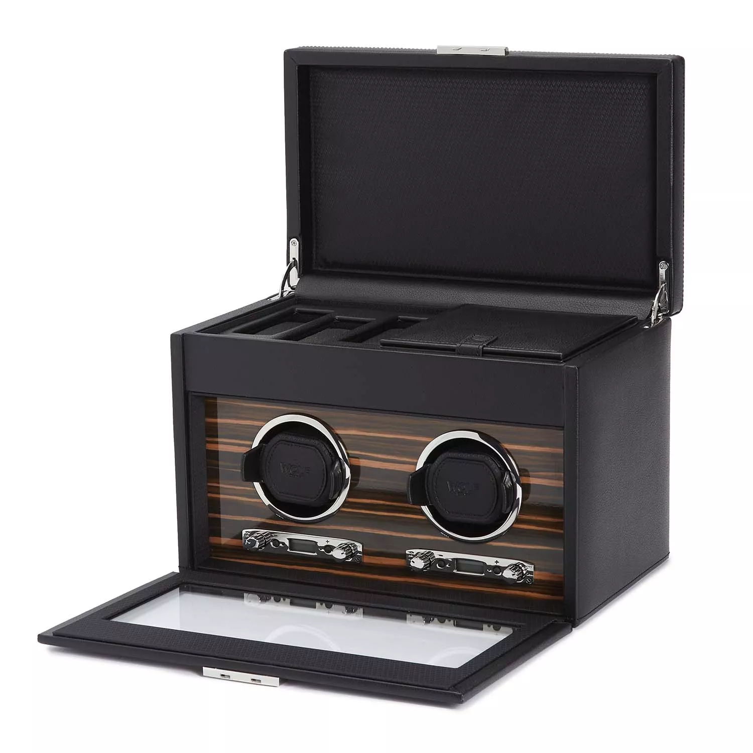 Wolf Roadster Watch Winder 2 ure Sort Imiteret Læder 457256