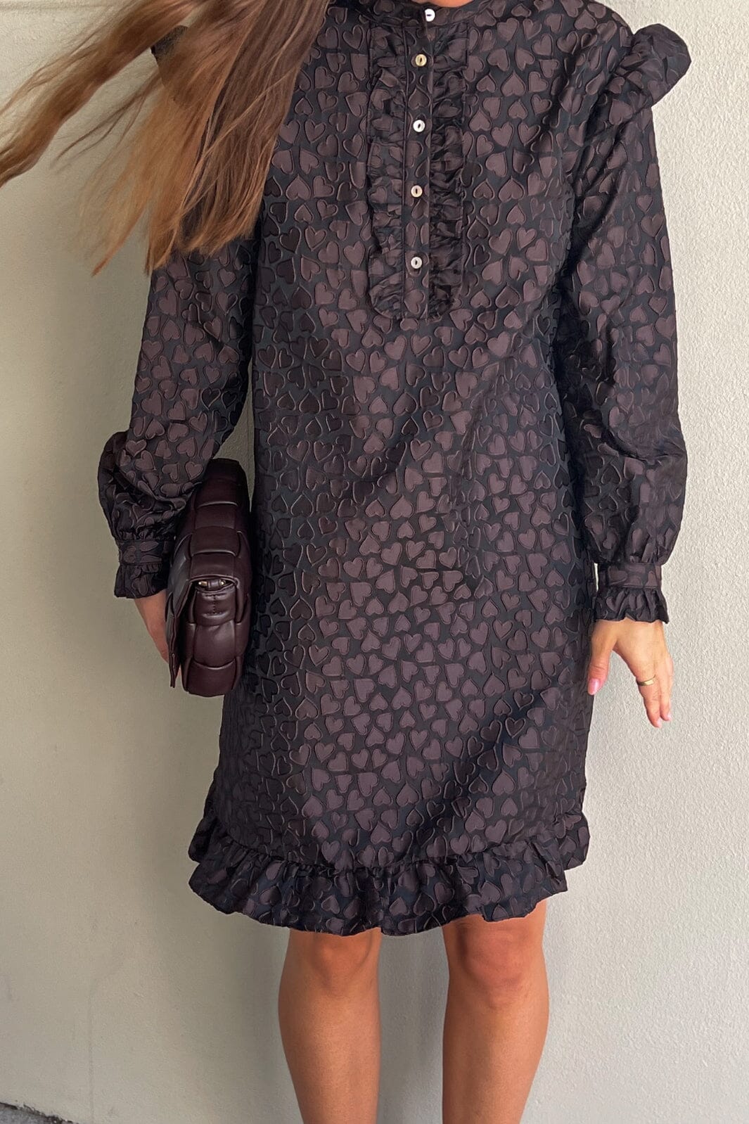 Noella Reno Ruby Ruffle Dress 1021 chocolate brown