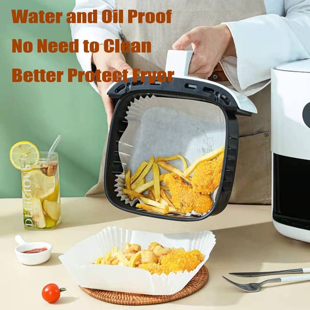 Air Fryer engangspapir med håndtag til frituregryder 100 stk Hvid 20 cm