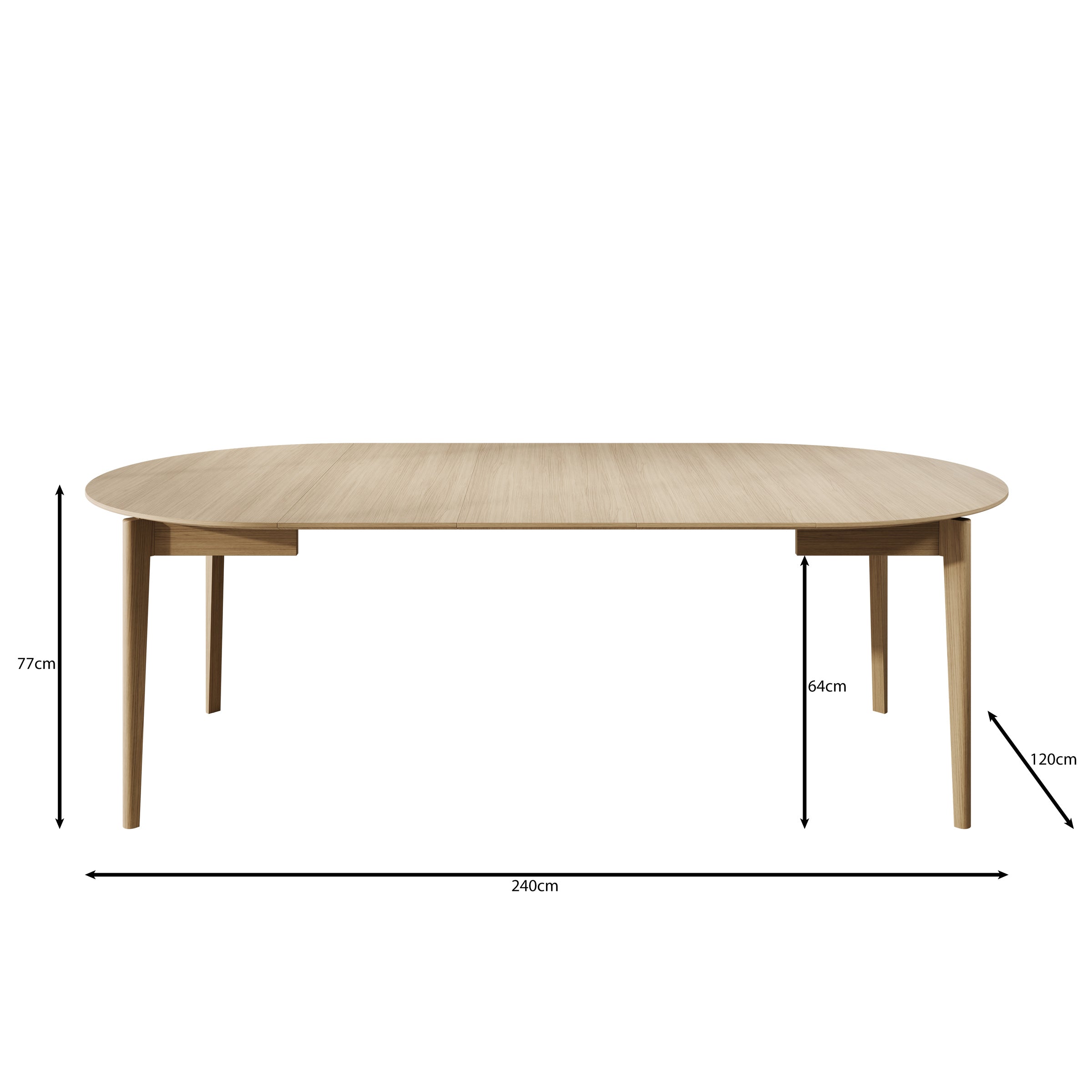 Portino - Eetkamertafel - Licht eiken - 120-240x120x77 cm