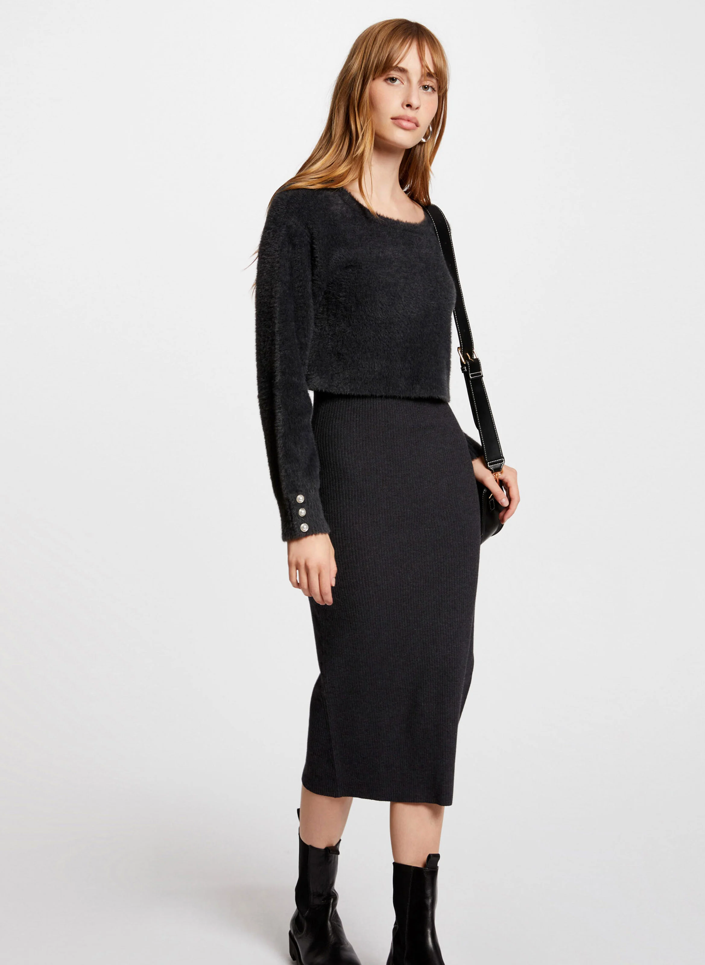 RMONA - Robe midi col rond | Gris