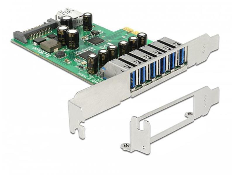 Delock PCI-Express-Karte 89377 USB 3.0 - 6x extern   1x int PCI Express-Karte mit 6 USB 3.0 Anschlüssen