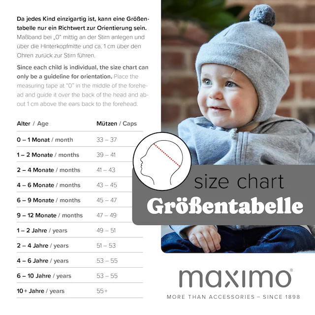 MAXIMO Strickmütze Wolle, gefüttert, breiter Umschlag