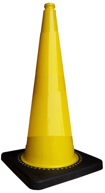 UVV pyloon verkeerskegel 75 cm geel flexibel, zware voet (4,2 kg waarschuwingskegel) / zonder folie