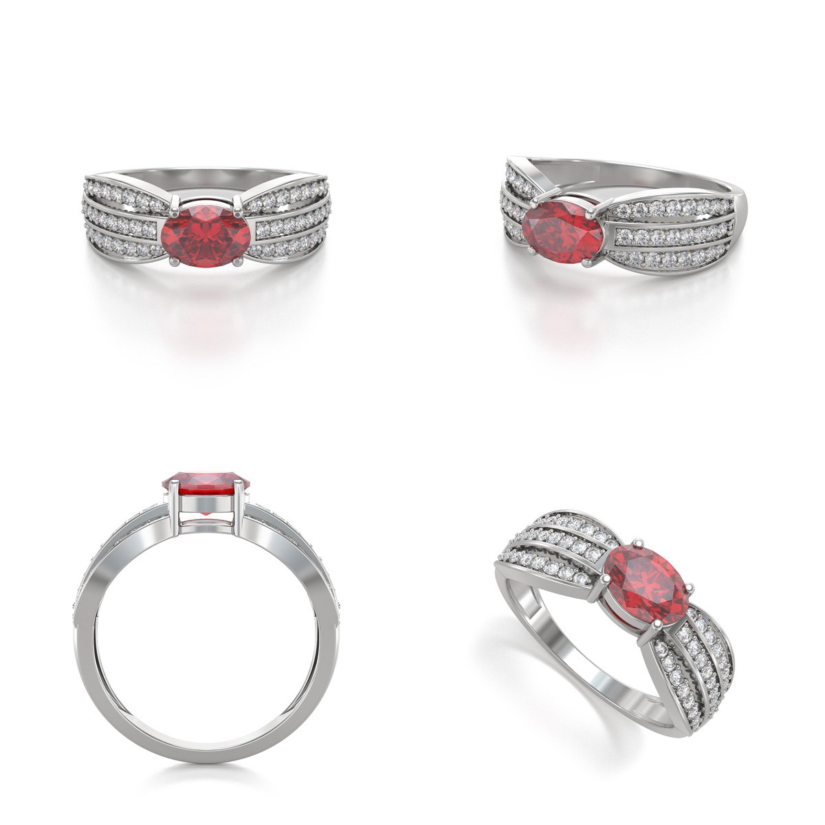 Bague ADEN Rubis et diamants sur Argent 925 2.89grs