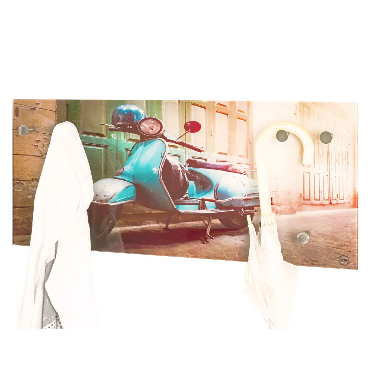 Pegane Garderobe Murale - Motif Scooter Verre