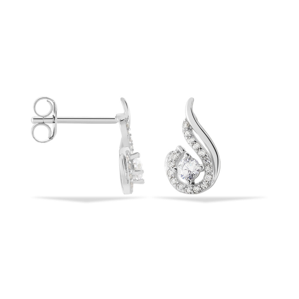 Boucles D'oreilles Puces Indian Drop Argent Blanc Oxyde De Zirconium