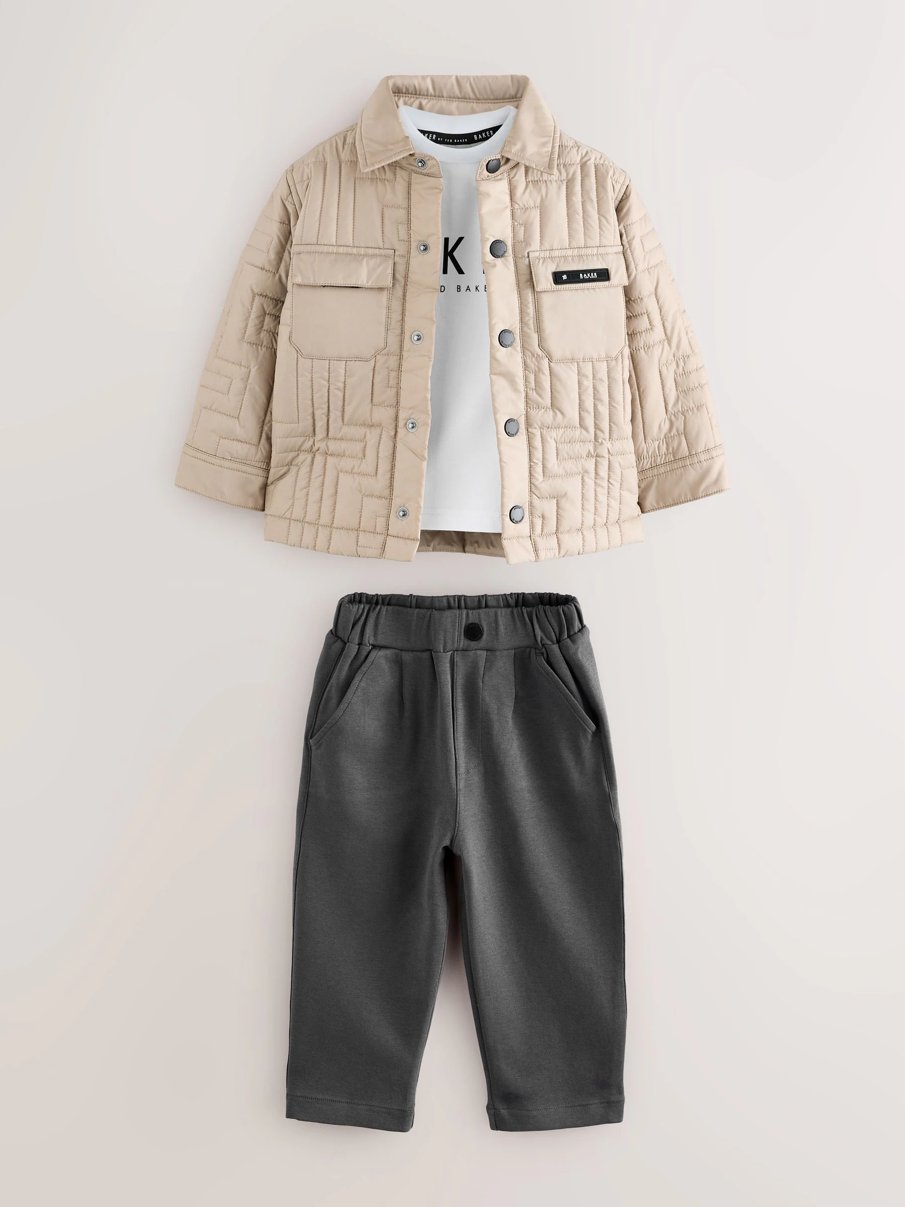 Baker by Ted Baker Stone Jacket T-Shirt and Trousers 3 Piece Set